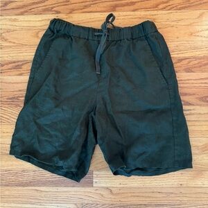 Eileen Fisher 100% Linen Dark Olive Bermuda Shorts